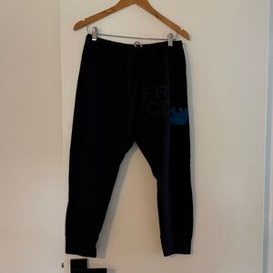 freecity Black Track Joggers with Blue Logo